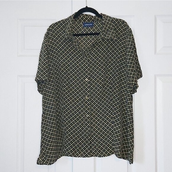 𝅺3x Green Checkered Vintage Blouse - Picture 6 of 6